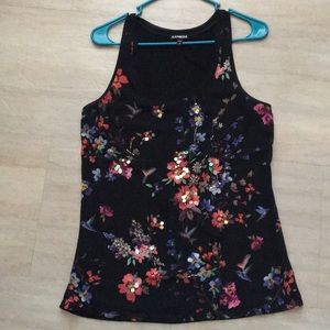 Black floral with sequence tank